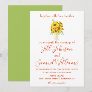 Hermosa invitación a la boda del girasol