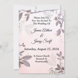 Hermosa invitación a la boda, floral rosa