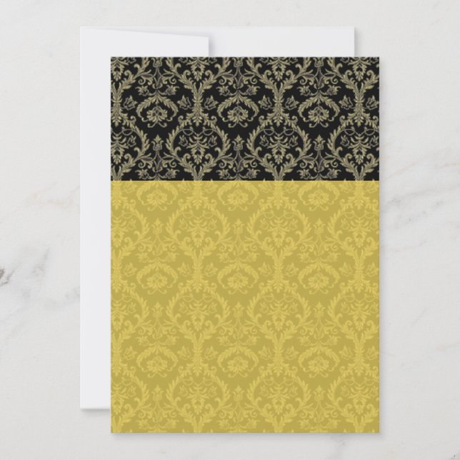 Hermosa invitación a la boda Gold Damask (Anverso)