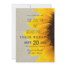 Hermosa invitación a la boda rústica del girasol