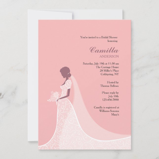Hermosa invitación a la ducha de novia (Anverso)