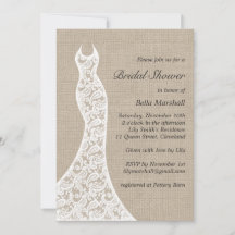 Hermosa Invitación a la ducha de novia Burlap
