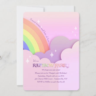Hermosa invitación a la fiesta de cumpleaños Rainb