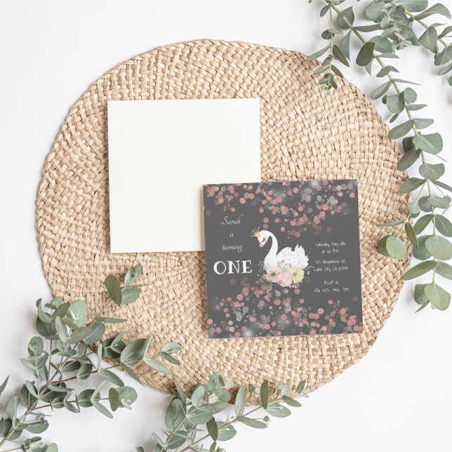 Hermosa invitación a la tarjeta de cumpleaños de S (Beautiful Swan Birthday Invitation )