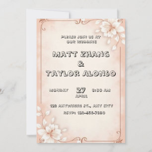 Hermosa invitación a una boda con un fondo rosa