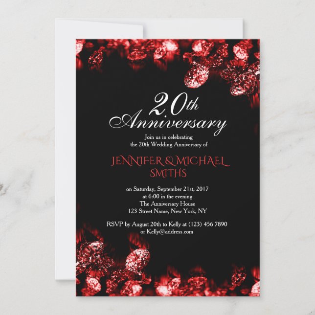 Hermosa invitación al aniversario del Boda del Dia (Anverso)