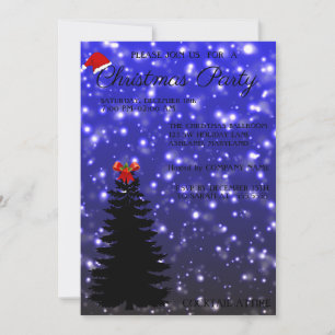 Hermosa invitación al árbol de Navidad azul de Gua