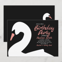 Hermosa invitación al cumpleaños de cisne blanco