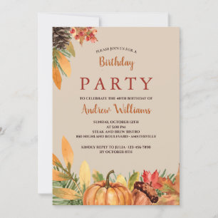 Hermosa invitación al cumpleaños otoño
