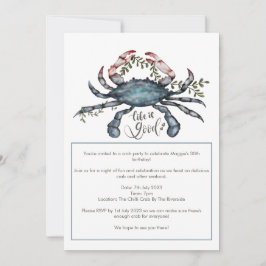 Hermosa invitación al diseño de cangrejo azul
