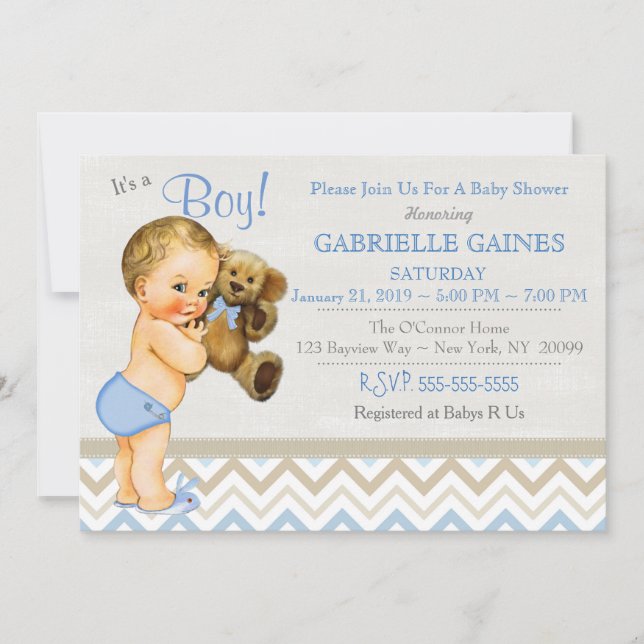 Hermosa invitación Baby Shower personalizada (Anverso)