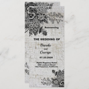 Hermosa Invitación Boda de flores negras/grises