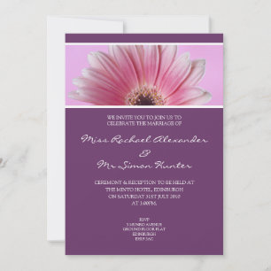 Hermosa invitación Boda de Gerbera Rosa- Púrpura