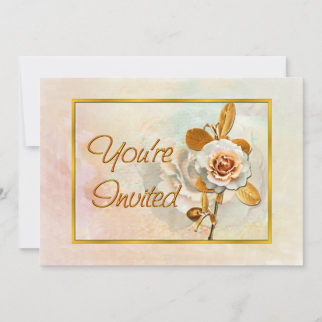 Hermosa Invitación Con Rosa (Anverso)