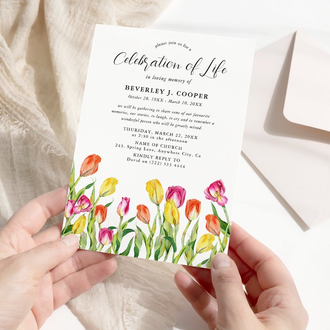 Hermosa Invitación conmemorativa llena de tulipane (Subido por el creador)