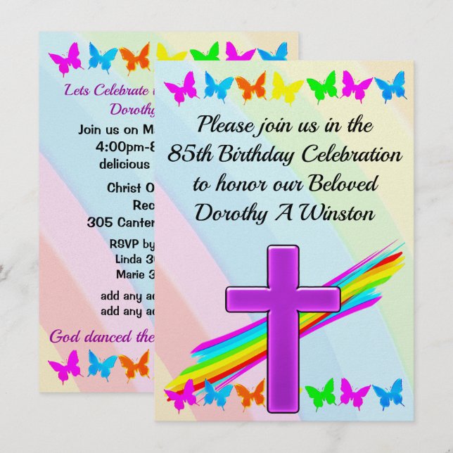 HERMOSA INVITACIÓN CRISTIANA 85º CUMPLEAÑOS (Anverso / Reverso)