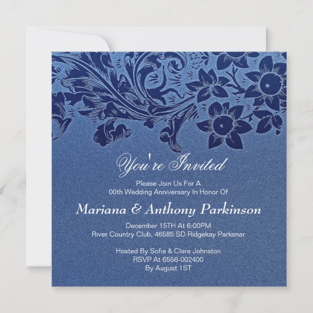 hermosa invitación de aniversario de bodas (Anverso)