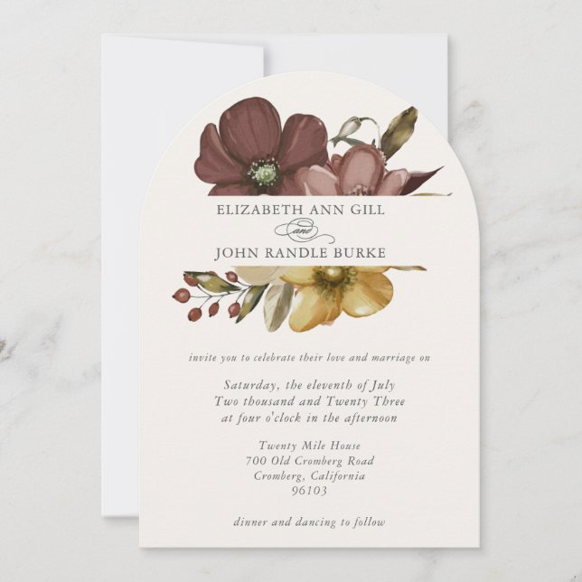 Hermosa invitación de arco boho neutral (Anverso)