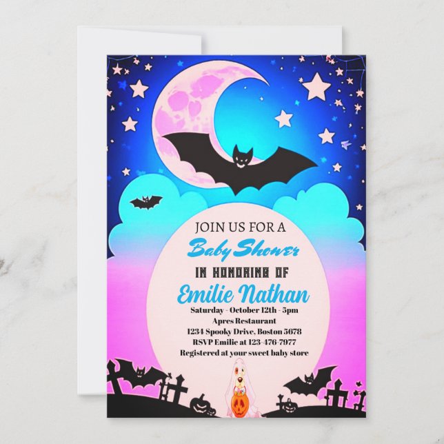 Hermosa Invitación De Baby Shower Rosa Y Azul (Anverso)