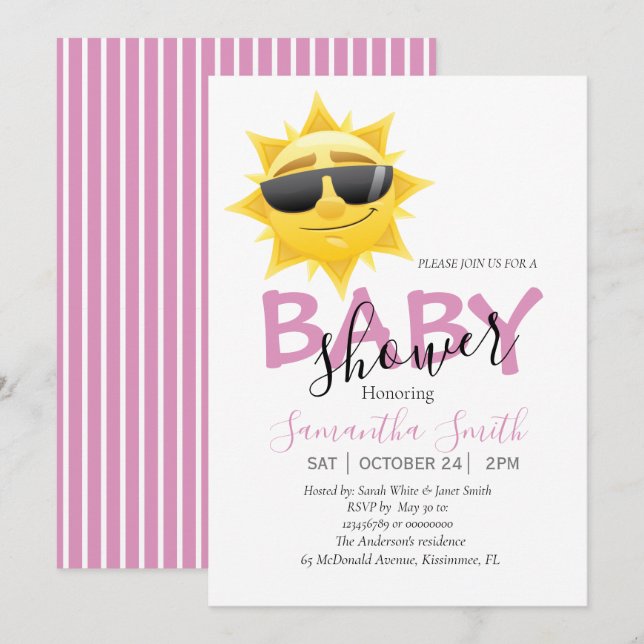 Hermosa Invitación de Baby Shower Sunshine Boho (Anverso / Reverso)