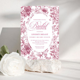 Hermosa invitación de boda con flores de toile en 