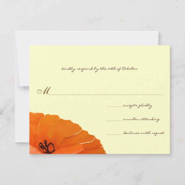 Hermosa Invitación de Boda de Amapola Elegante (Anverso)