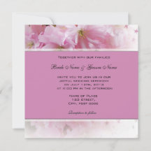 Hermosa invitación de boda de flor de cerezo rosa