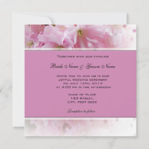 Hermosa invitación de boda de flor de cerezo rosa