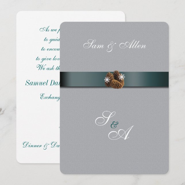 Hermosa invitación de boda de invierno (Anverso / Reverso)