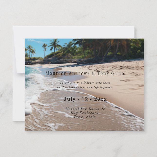 Hermosa invitación de boda de playa (Anverso)