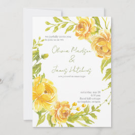 Hermosa Invitación de Boda Floral Amarilla