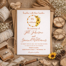 Hermosa invitación de boda floral de girasol de ot