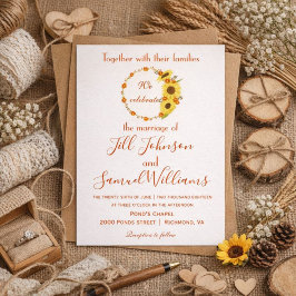 Hermosa invitación de boda floral de girasol de ot