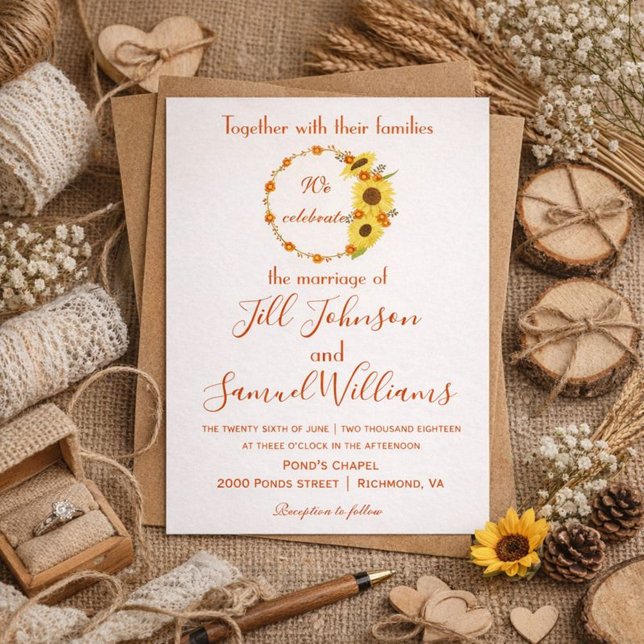 Hermosa invitación de boda floral de girasol de ot (Subido por el creador)