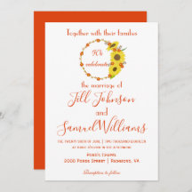 Hermosa invitación de boda floral de girasol de ot