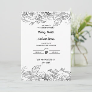 hermosa invitación de boda floral elegante