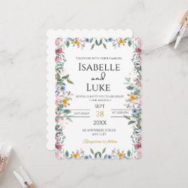 Hermosa Invitación de Boda Floral y Colorida