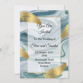 Hermosa invitación de boda, mármol azul