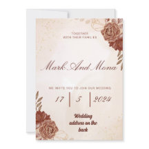 Hermosa invitación de boda marrón