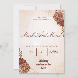 Hermosa invitación de boda marrón