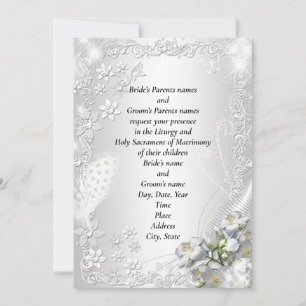 Hermosa Invitación de Boda Semibrillante Ornamenta