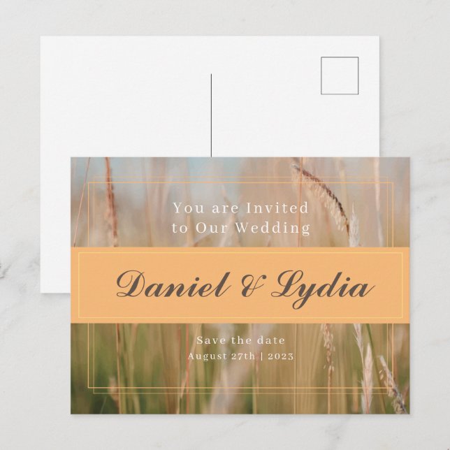 Hermosa invitación de bodas de lujo en la naturale (Anverso / Reverso)