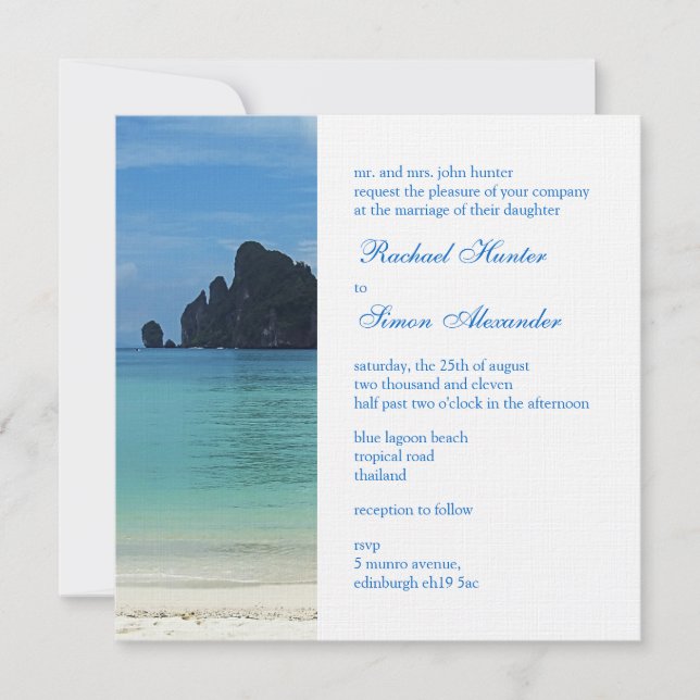 Hermosa invitación de bodas tropicales 2 (Anverso)