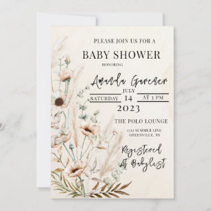 Hermosa invitación de Boho Flower a Baby Shower