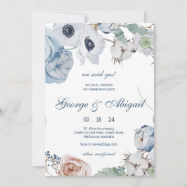 Hermosa invitación de compromiso de Blue Florals