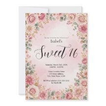 Hermosa invitación de cumpleaños 16 con flores ros