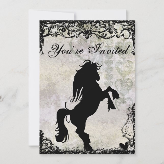 Hermosa invitación de cumpleaños a caballo de Silh (Anverso)