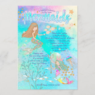 Hermosa invitación de cumpleaños a la sirena