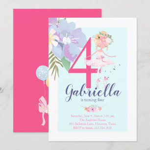 Hermosa Invitación de cumpleaños de Floral Balleri
