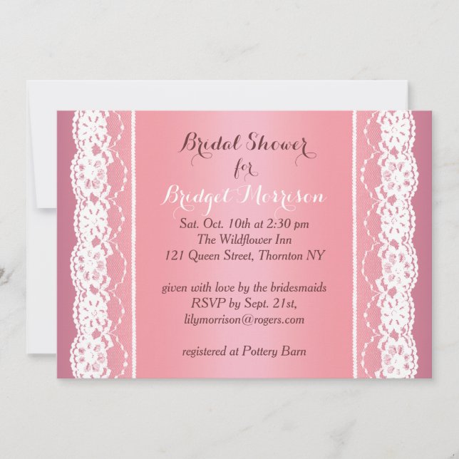 Hermosa Invitación de Despedida de Soltera en Rosa (Anverso)